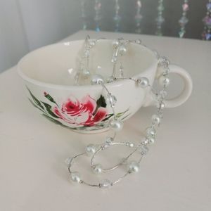 Vieste - Silver Tone Pearl Double Strand Necklace With Clear Sparkle Beads